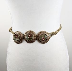 Vintage Floral Metal Rope Tie Waist Belt